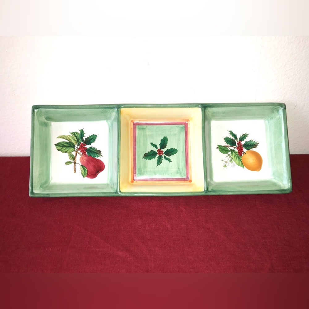 Villeroy & Boch French Noel 3 Part Relish Tray Dip Candy Nuts Christmas